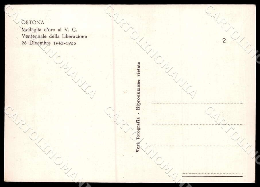 Chieti Ortona Medaglia Oro Valor Civile Ventennale FG Foto cartolina GM1702 – retro