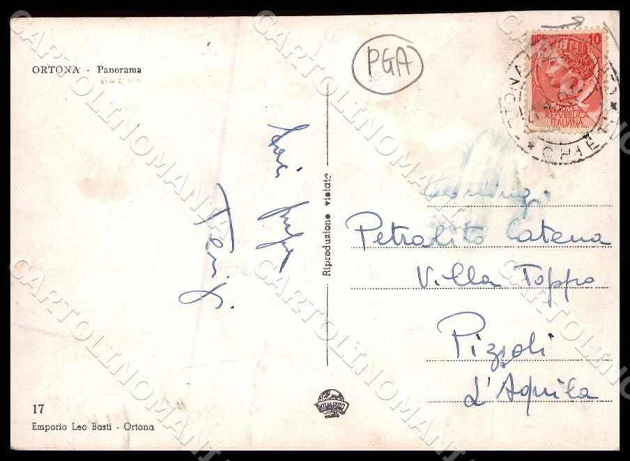Chieti Ortona Panorama Stazione PIEGHINA FG Foto cartolina GM1707 – retro