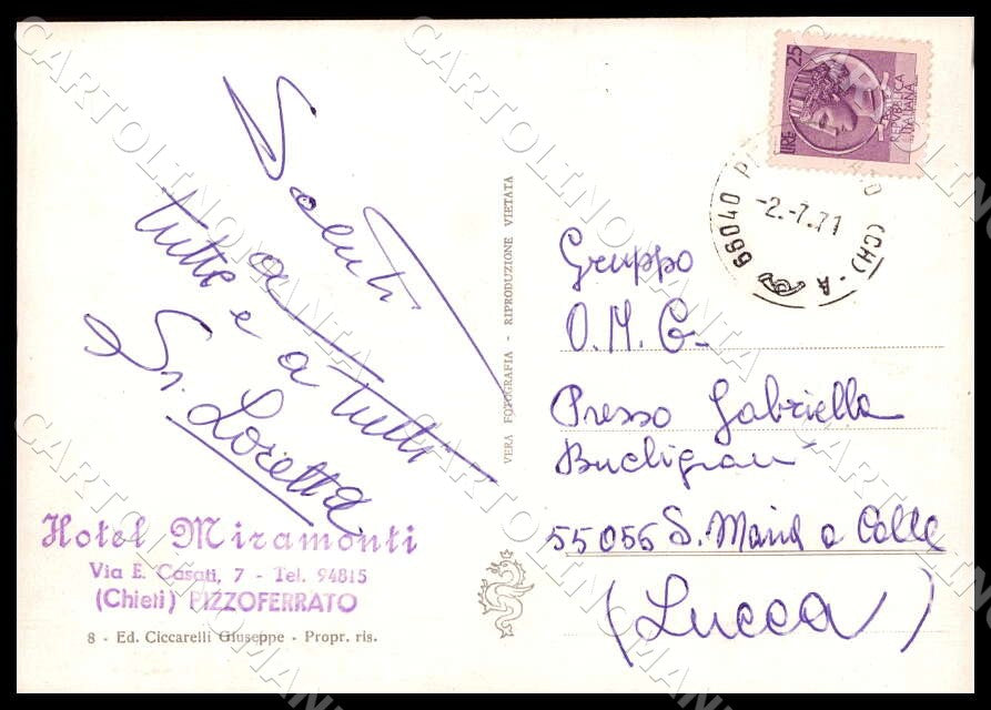 Chieti Pizzoferrato Villa Comunale FG Foto cartolina GM1723 – retro