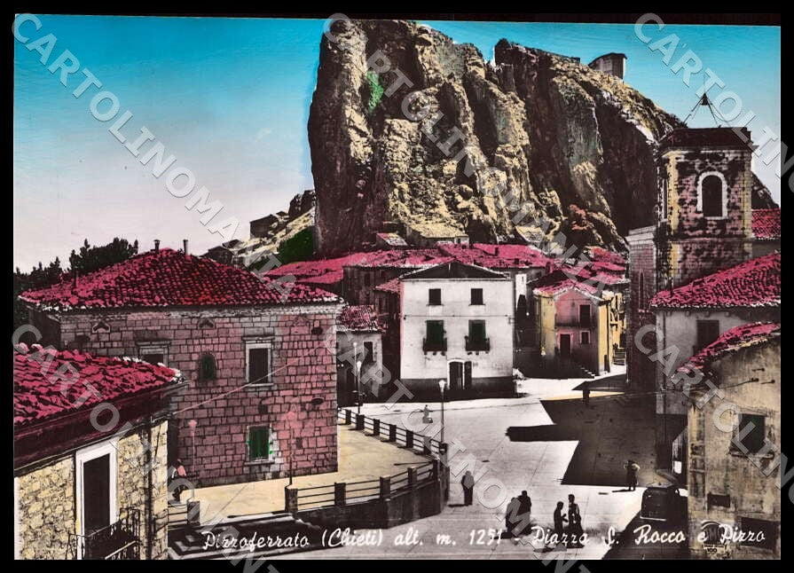Chieti Pizzoferrato Piazza San Rocco e Pizzo Bar Auto FG Foto cartolina GM1726 – fronte