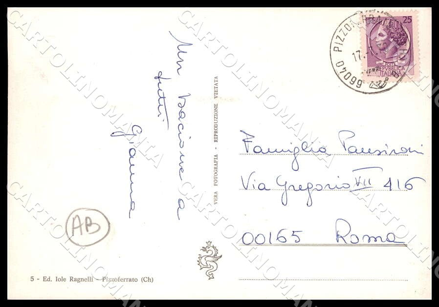 Chieti Pizzoferrato Panorama ABRASA FG Foto cartolina GM1729 – retro