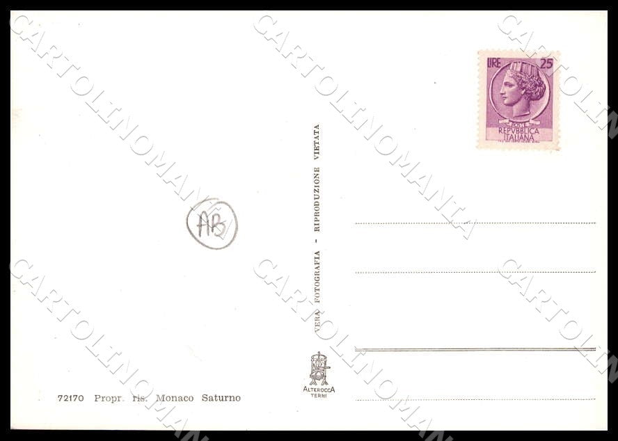 Chieti Rosello Piazza Municipio Alterocca ABRASA FG Foto cartolina GM1732 – retro