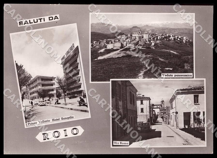 Chieti Roio del Sangro Saluti da Piazza Vellario Hotel FG Foto cartolina GM1734 – fronte