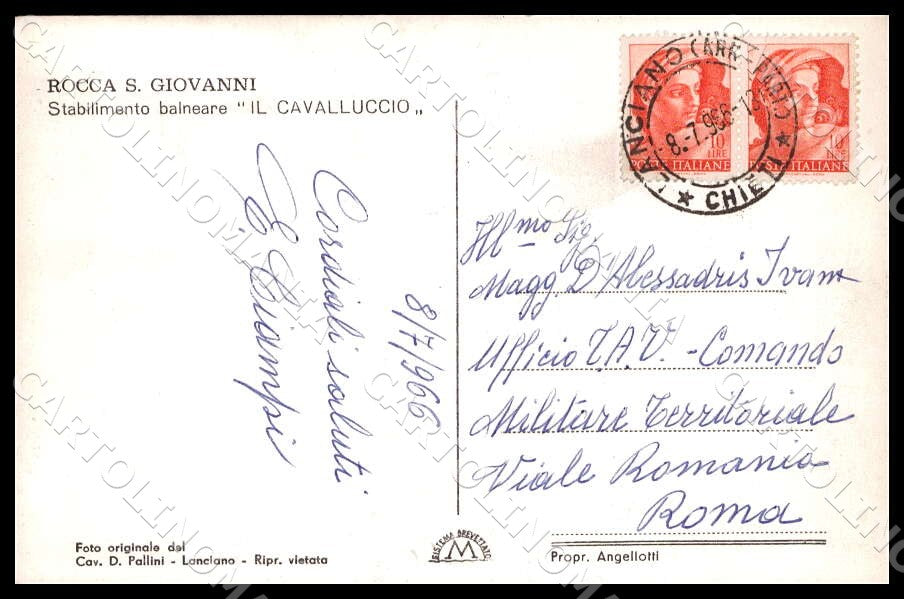 Chieti Rocca San Giovanni Stabilimento balneare FG Foto cartolina GM1738 – retro