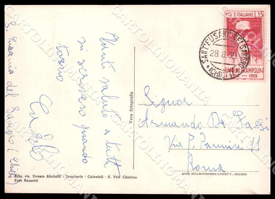Chieti San Vito Chietino Stazione Ferrovie Stato FG Foto cartolina GM1739 – retro