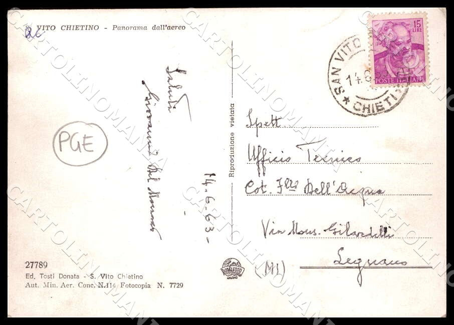 Chieti San Vito Chietino Panorama aereo PIEGHINE FG Foto cartolina GM1740 – retro
