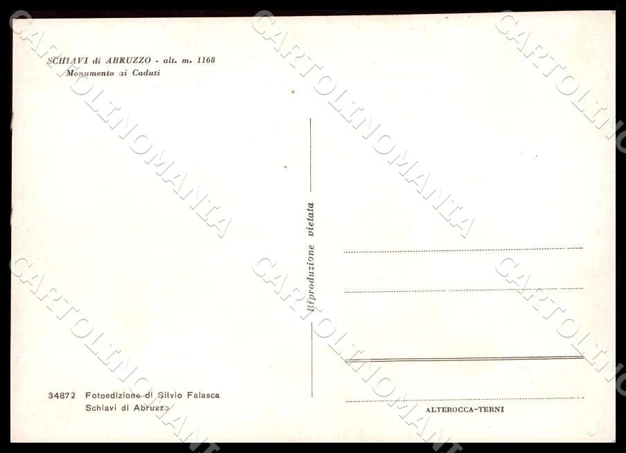 Chieti Schiavi di Abruzzo Monumento Caduti Alterocca FG Foto cartolina GM1743 – retro
