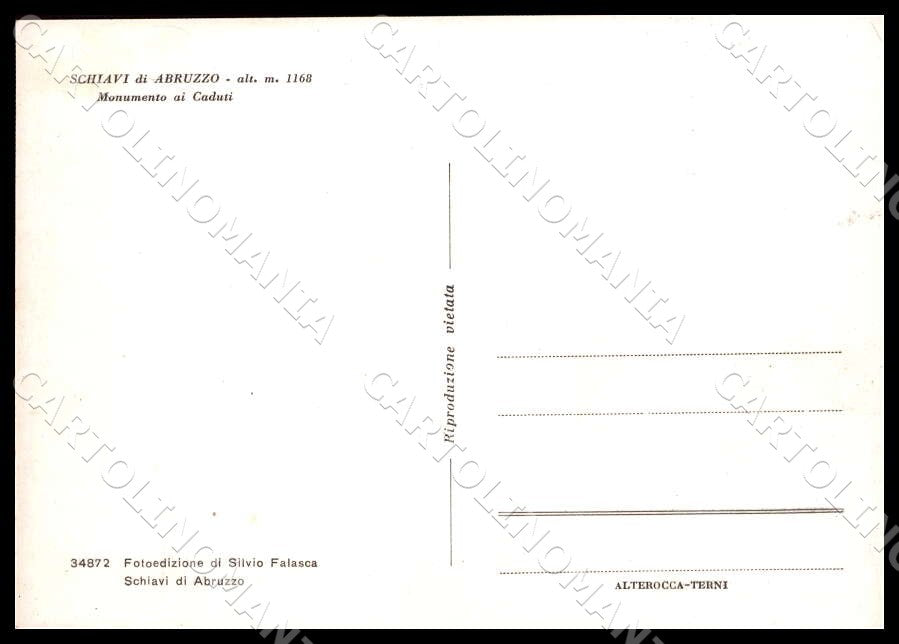 Chieti Schiavi di Abruzzo Monumento Caduti Alterocca FG Foto cartolina GM1745 – retro