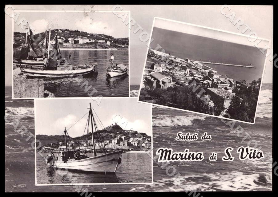 Chieti San Vito Chietino Saluti da Marina Barca Nave FG Foto cartolina GM1748 – fronte