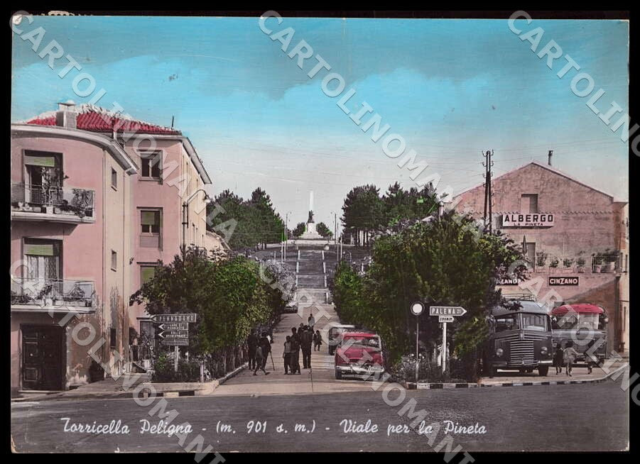 Chieti Torricella Peligna Viale Pineta Auto Autobus FG Foto cartolina GM1753 – fronte