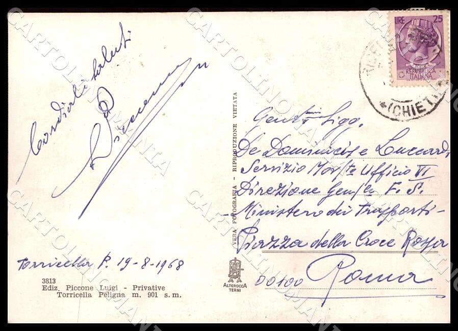 Chieti Torricella Peligna Viale Pineta Auto Autobus FG Foto cartolina GM1753 – retro