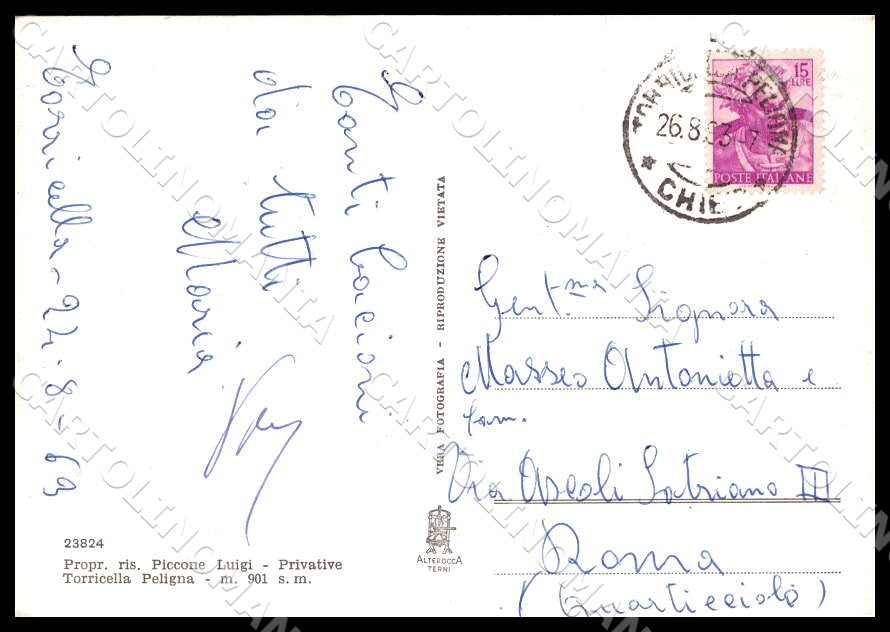 Chieti Torricella Peligna Alto pineta Alterocca FG Foto cartolina GM1755 – retro