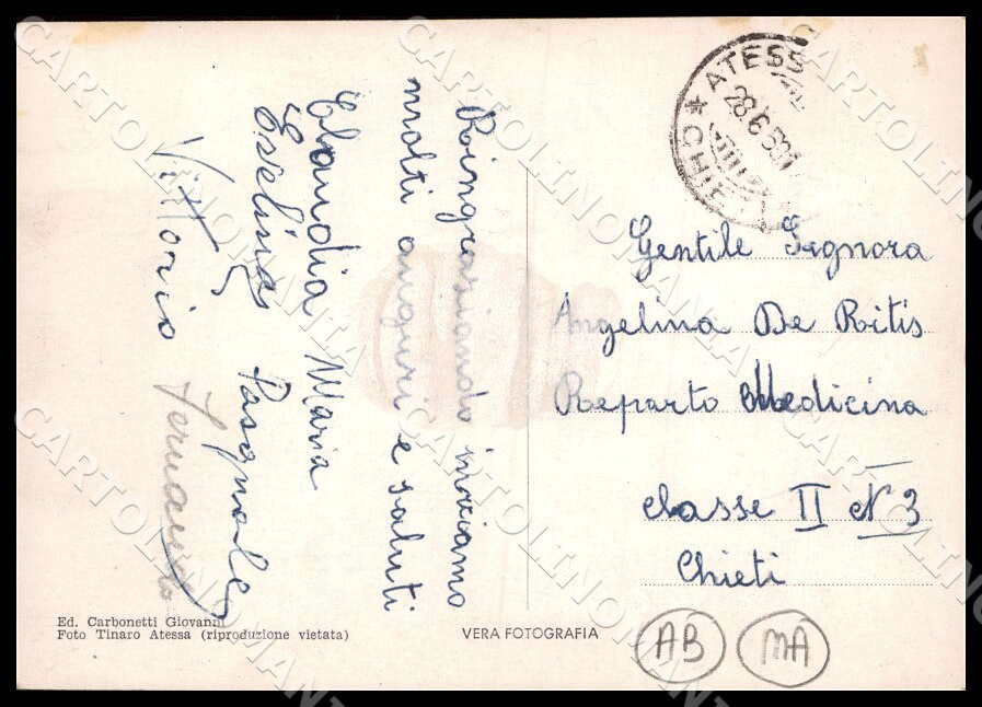 Chieti Tornareccio Panorama parziale ABRASA MACCHIA FG Foto cartolina GM1757 – retro