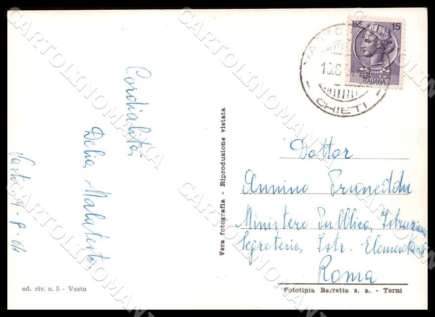Chieti Vasto Panorama mare Barca FG Foto cartolina GM1769 – retro