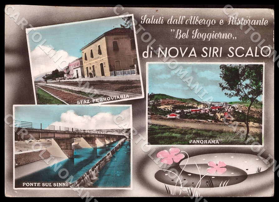 Matera Nova Siri Scalo Saluti Albergo PIEGATA FG Foto cartolina GM1801 – fronte