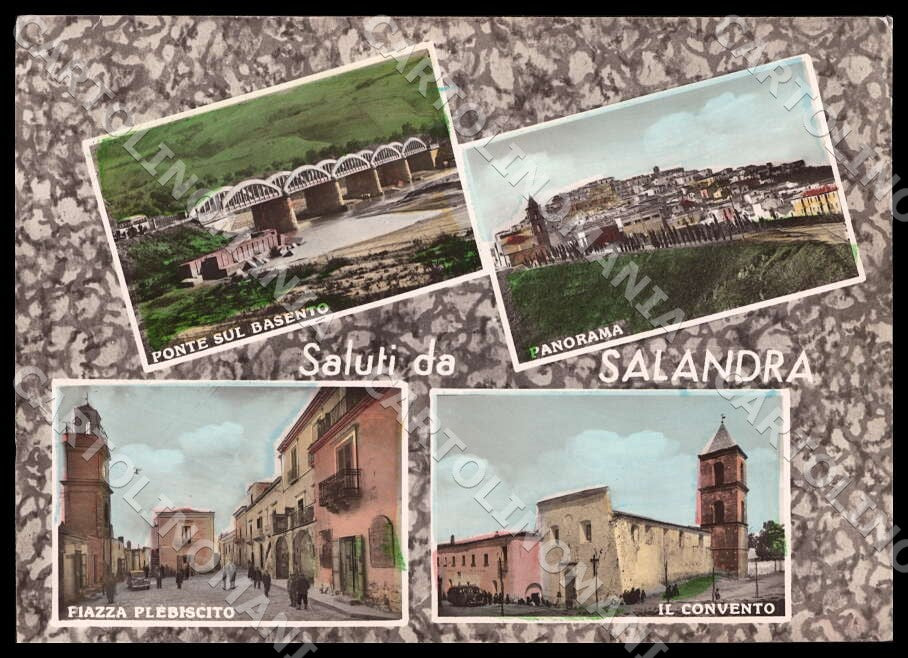 Matera Salandra Saluti da Ponte Basento Panorama Piazza FG Foto cartolina GM1810 – fronte