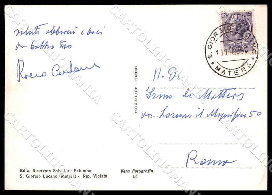 Matera San Giorgio Lucano Panorama FG Foto cartolina GM1811 – retro
