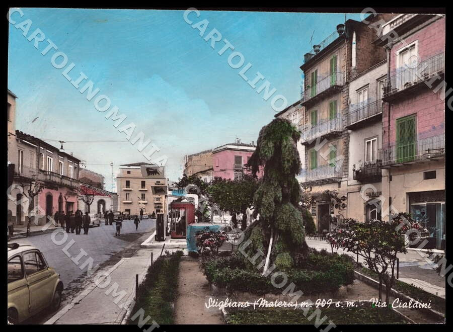 Matera Stigliano Via Cialdini Auto Distributore FG Foto cartolina GM1816 – fronte