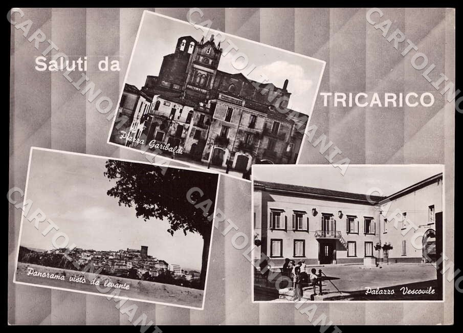 Matera Tricarico Saluti da Piazza Garibaldi Panorama FG Foto cartolina GM1820 – fronte