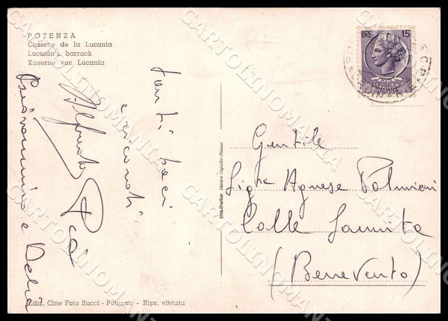 Potenza Città Caserma Lucana Auto FG Foto cartolina GM1823 – retro