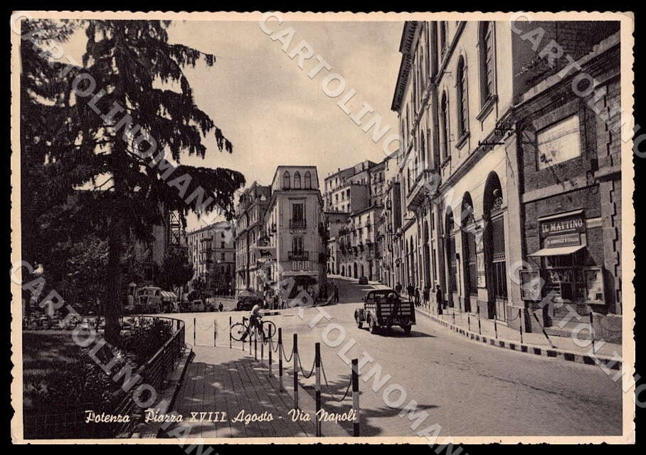 Potenza Città Piazza XVIII Agosto Via Napoli PIEGHE FG Foto cartolina GM1825 – fronte