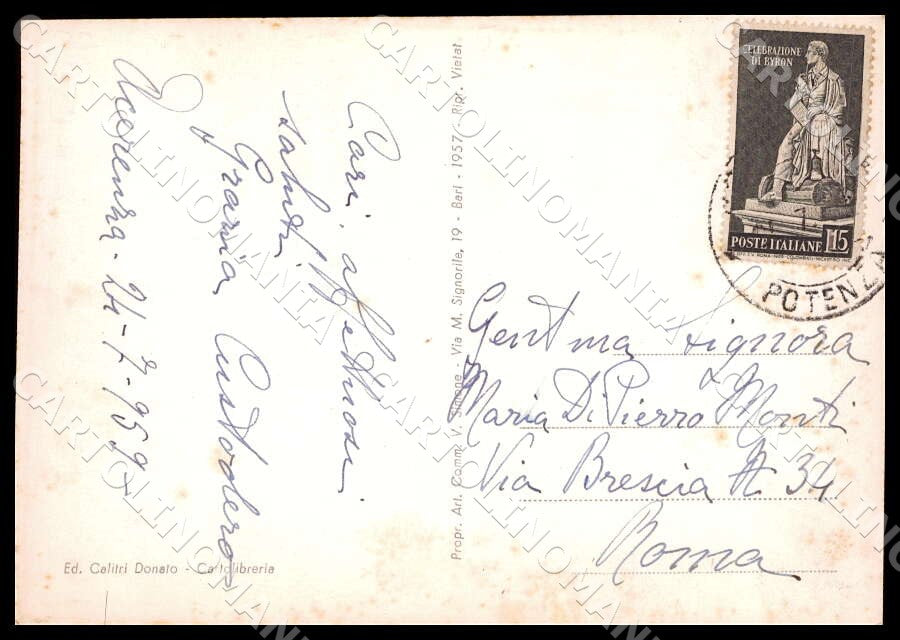 Potenza Acerenza Panorama Asino FG Foto cartolina GM1836 – retro