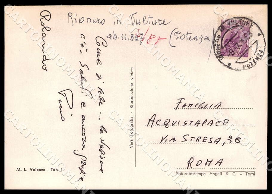 Potenza Rionero in Vulture Stazione ferroviaria Auto FG Foto cartolina GM1849 – retro