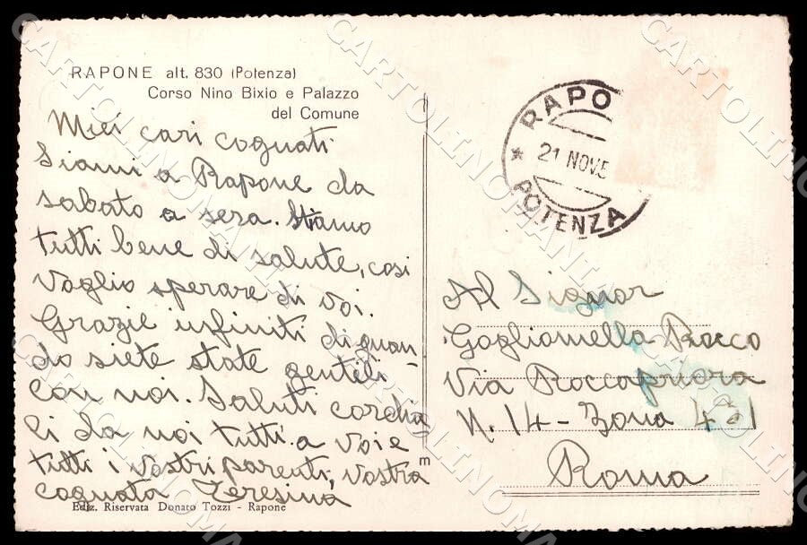 Potenza Rapone Corso Nino Bixio Palazzo Comune FG Foto cartolina GM1858 – retro