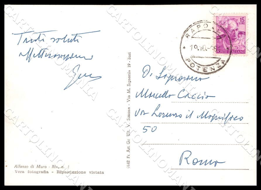 Potenza Rapolla Asilo Sacro Cuore Vulture Scuola FG Foto cartolina GM1860 – retro
