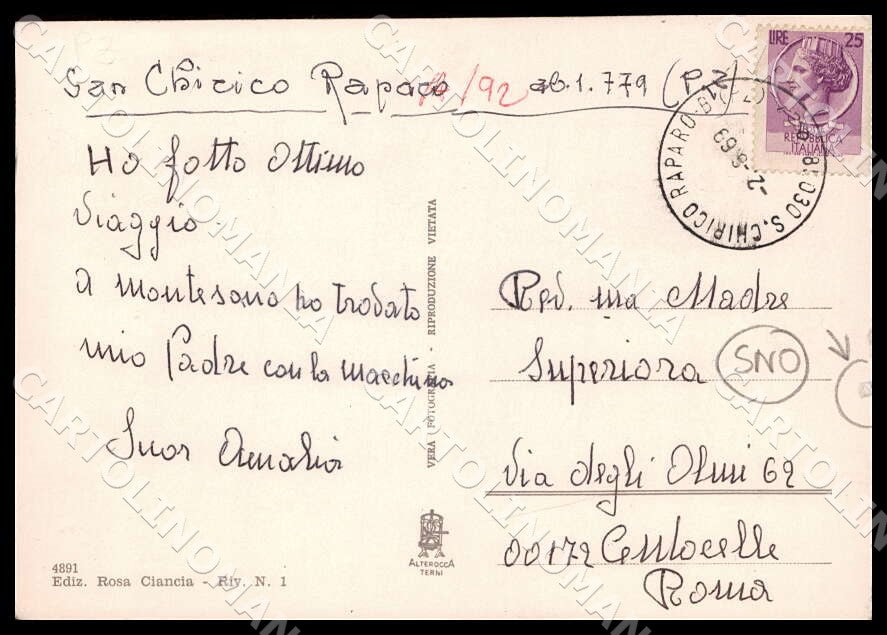 Potenza San Chirico Raparo Panorama Alterocca STRAPPINO FG Foto cartolina GM1874 – retro