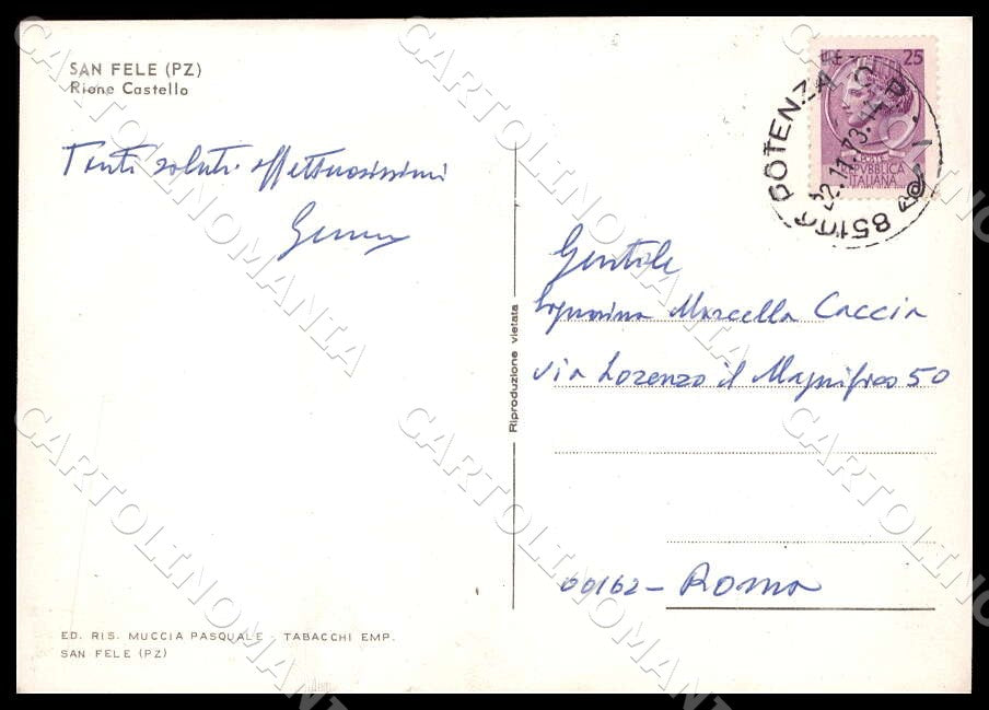 Potenza San Fele Rione Castello Asilo FG Foto cartolina GM1877 – retro