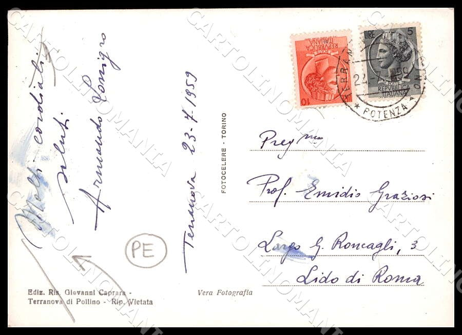 Potenza Terranova di Pollino Panorama PIEGHE FG Foto cartolina GM1886 – retro