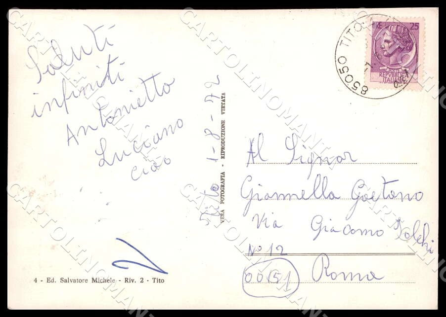 Potenza Tito Saluti da Scorcio panoramico Cava FG Foto cartolina GM1889 – retro
