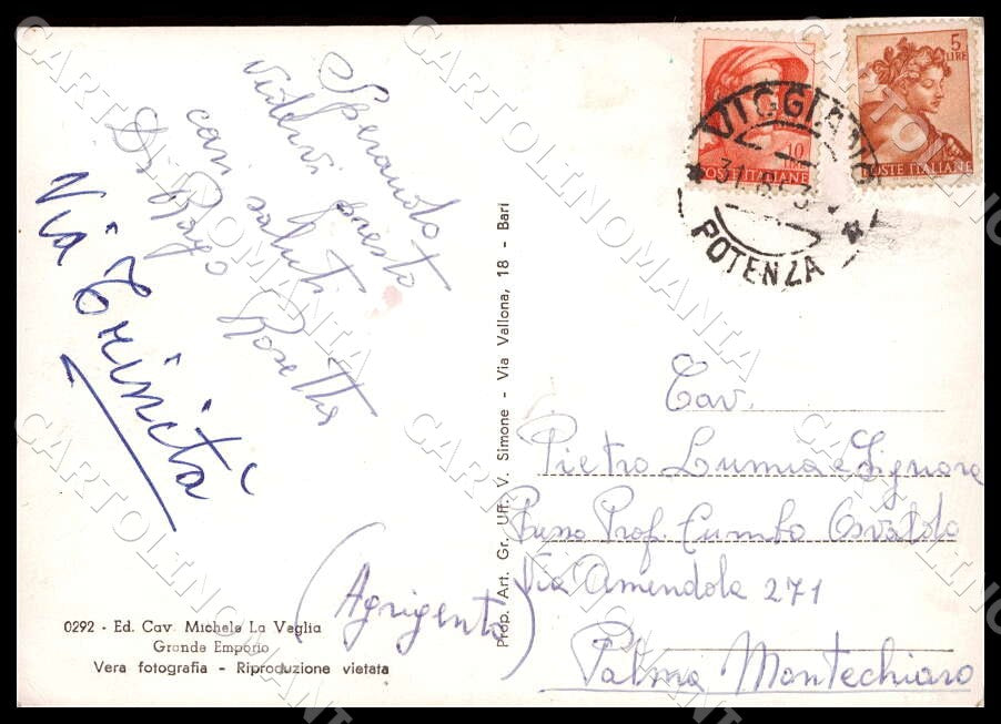 Potenza Viggiano Santuario Madonna Mura Auto FG Foto cartolina GM1894 – retro