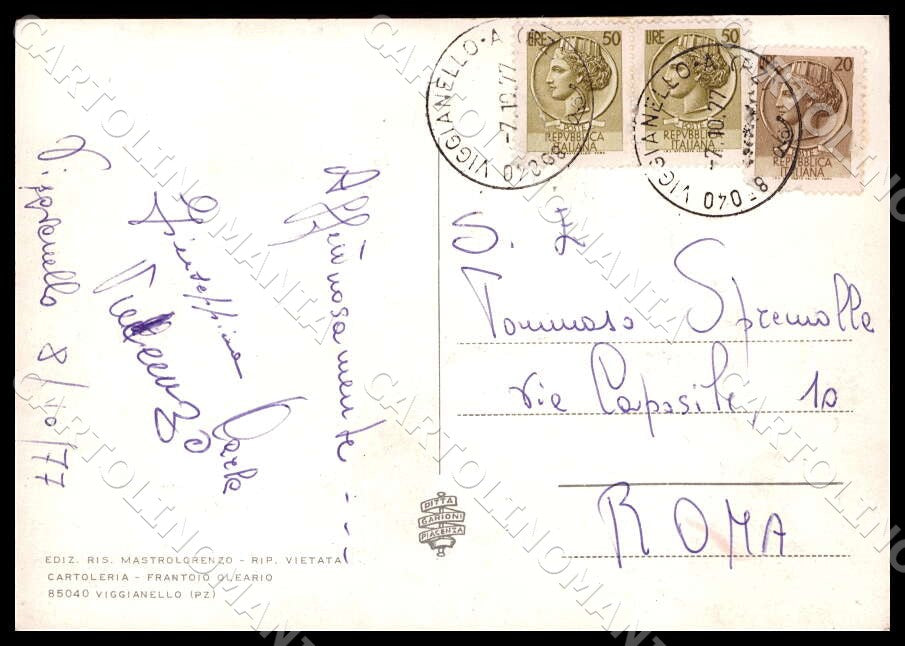 Potenza Viggianello Pedali Pezzola Corte Gallizzi FG Foto cartolina GM1898 – retro