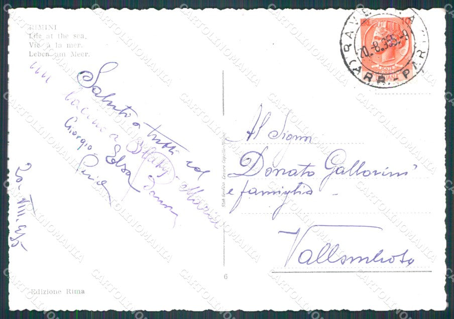 Rimini Città Spiaggia FG cartolina HB4578 – retro