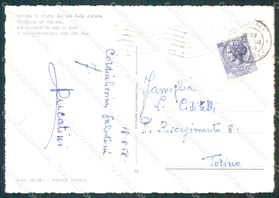 Rimini Città Barca FG cartolina HB4581 – retro