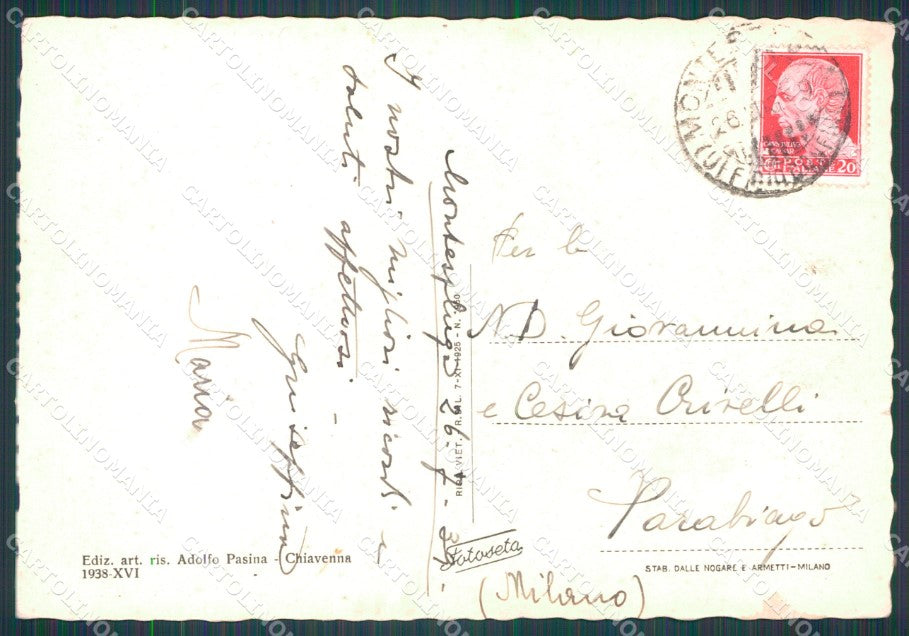 Sondrio Madesimo Montespluga FG cartolina HB4608 – retro