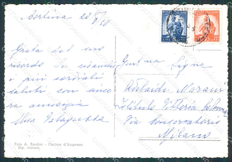 Belluno Cortina d'Ampezzo Tofane FG cartolina HB4609 – retro