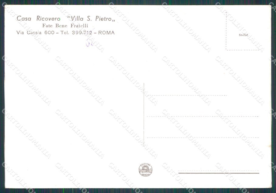 Roma Città Casa Ricovero Villa San Pietro FG cartolina HB4616 – retro