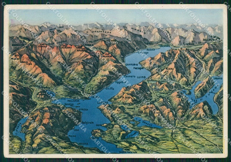 Verbania Pallanza Lago Maggiore Mappa PIEGHINA FG cartolina HB4621 – fronte