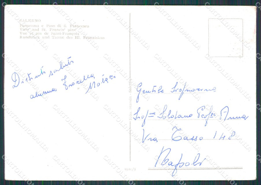 Salerno Città PIEGHINA FG cartolina HB4625 – retro