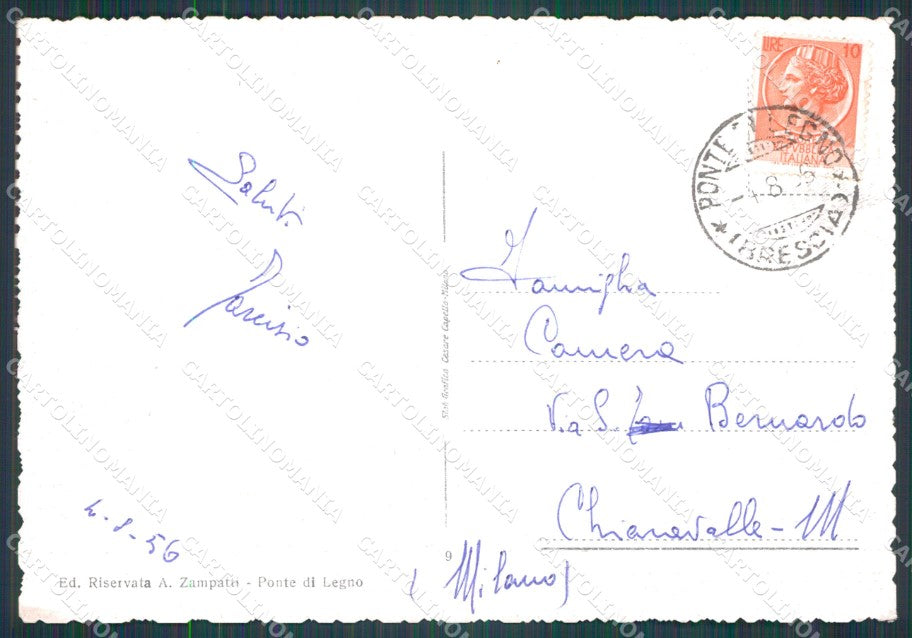 Brescia Ponte di Legno Val Sozzine PIEGA FG cartolina HB4656 – retro