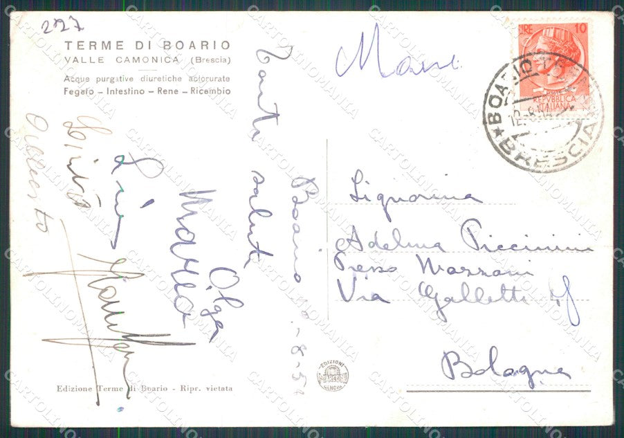 Brescia Darfo Boario Terme Fonte Fausta FG cartolina HB4658 – retro