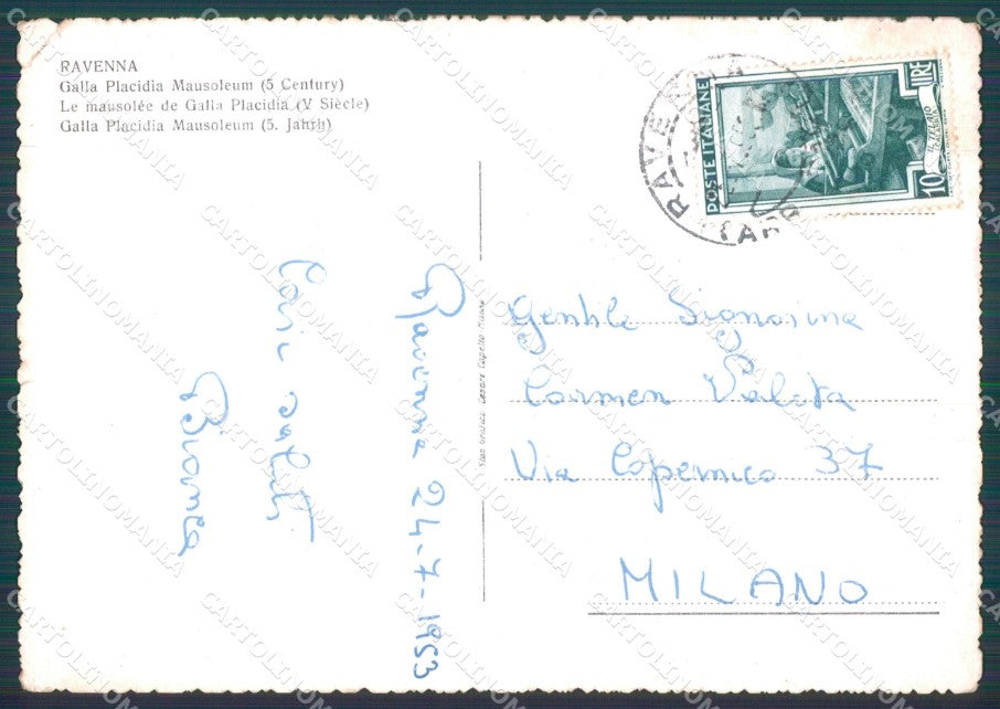 Ravenna Città Mausoleo di Galla Placidia PIEGATA FG cartolina HB4663 – retro