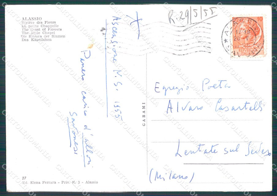 Savona Alassio FG cartolina HB4665 – retro