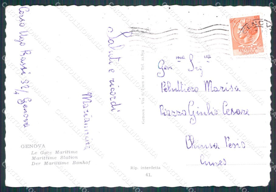 Genova Città Stazione Marittima Navi FG cartolina HB4670 – retro