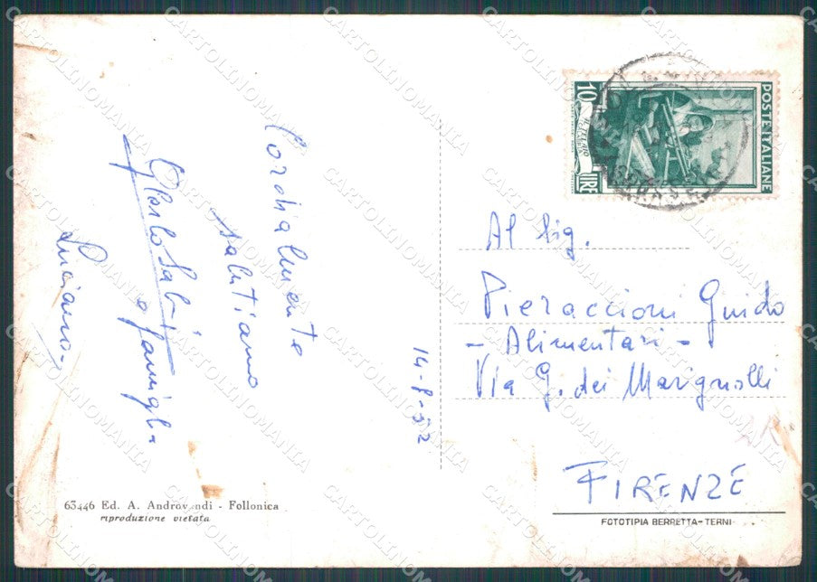 Grosseto Follonica Barche ABRASA PIEGHE MACCHIE FG cartolina HB4689 – retro
