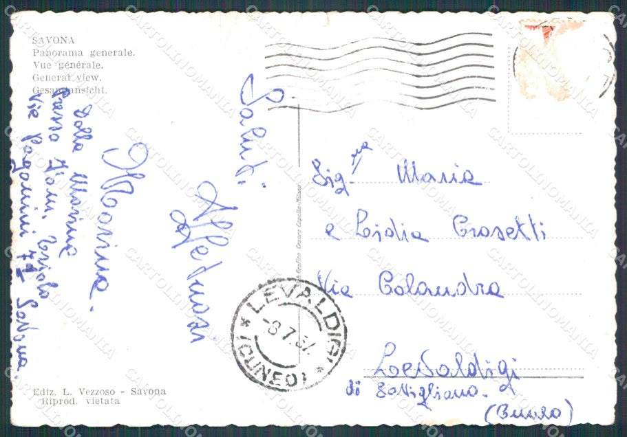 Savona Città STRAPPINI FG cartolina HB4695 – retro