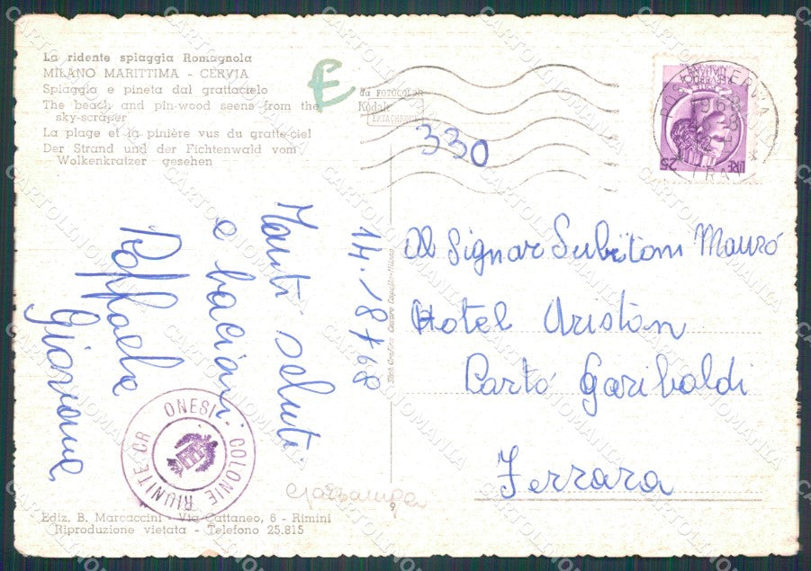 Ravenna Cervia Milano Marittima FG cartolina HB4701 – retro